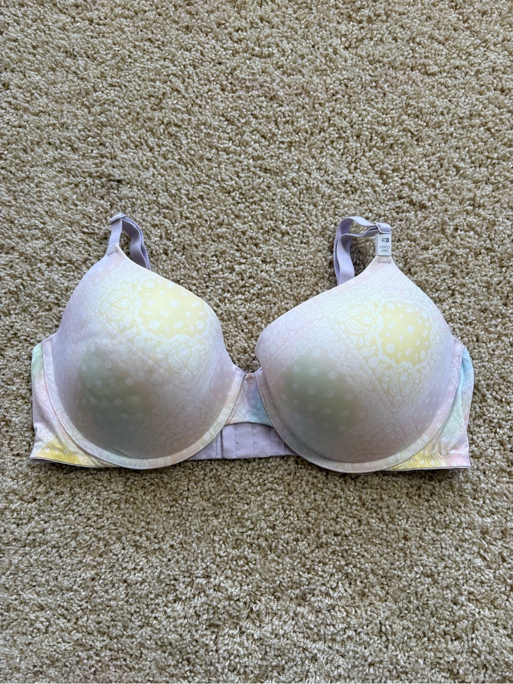 Victoria Secret PINK Wear Everywhere Lightly Lined T-Shirt Bra 40D Paisley